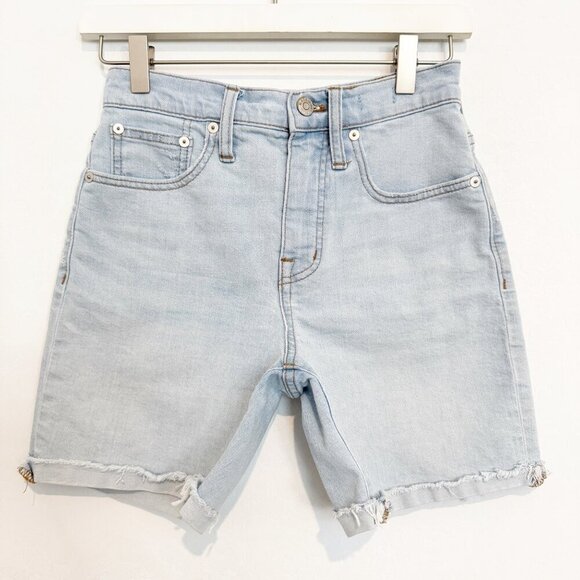 Madewell Denim High Rise Mid Length Jean Shorts Modest Bermuda Light Wash 23 - Picture 3 of 10